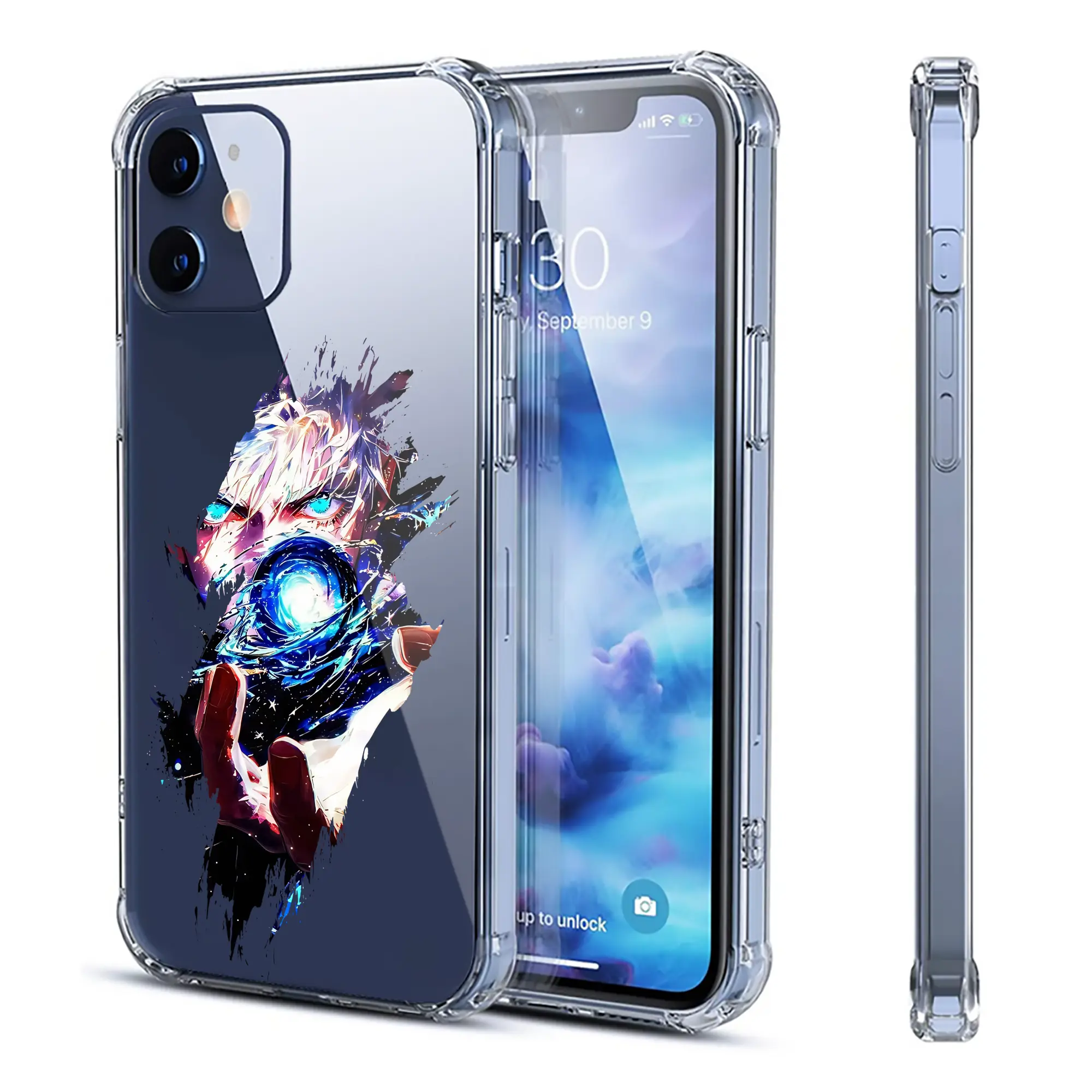 呪術廻戦 グッズ,五条 悟 - IPhone 12シリーズ対応 ・ 透明スマホケース ・ クリアソフトケース ・ TPU素材 ・ 耐衝撃 ・ 高密着 ・ 防汚 防指紋 ・ 簡単着脱